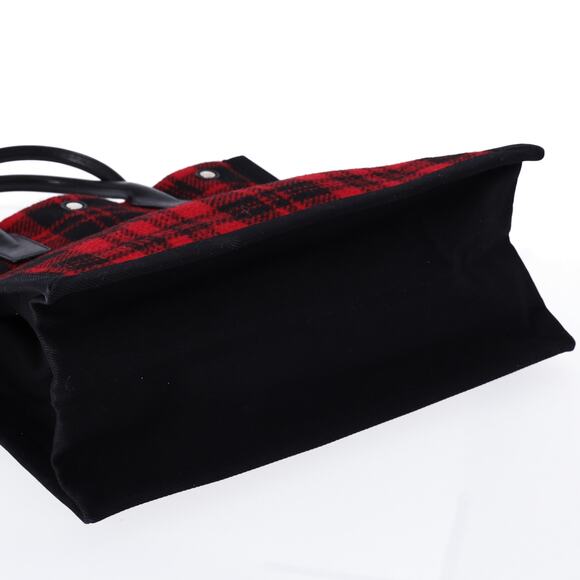 SAINT LAURENT PARIS NS Rive Gauche Tote Bag 632539 Black Red Wool - Picture 4 of 8